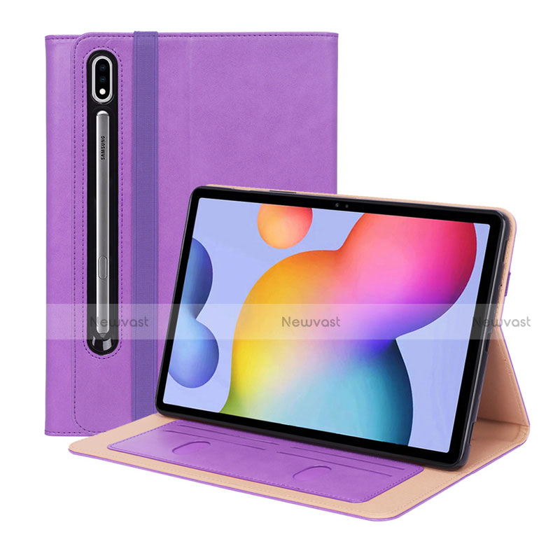 Leather Case Stands Flip Cover L01 Holder for Samsung Galaxy Tab S7 11 Wi-Fi SM-T870 Purple