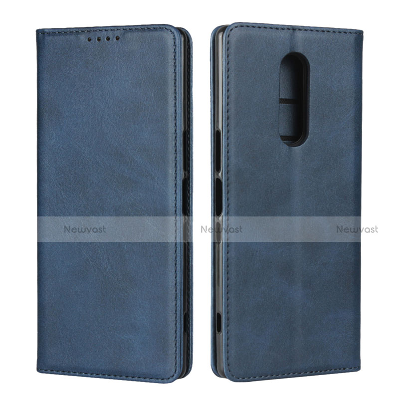 Leather Case Stands Flip Cover L01 Holder for Sony Xperia 1 Blue