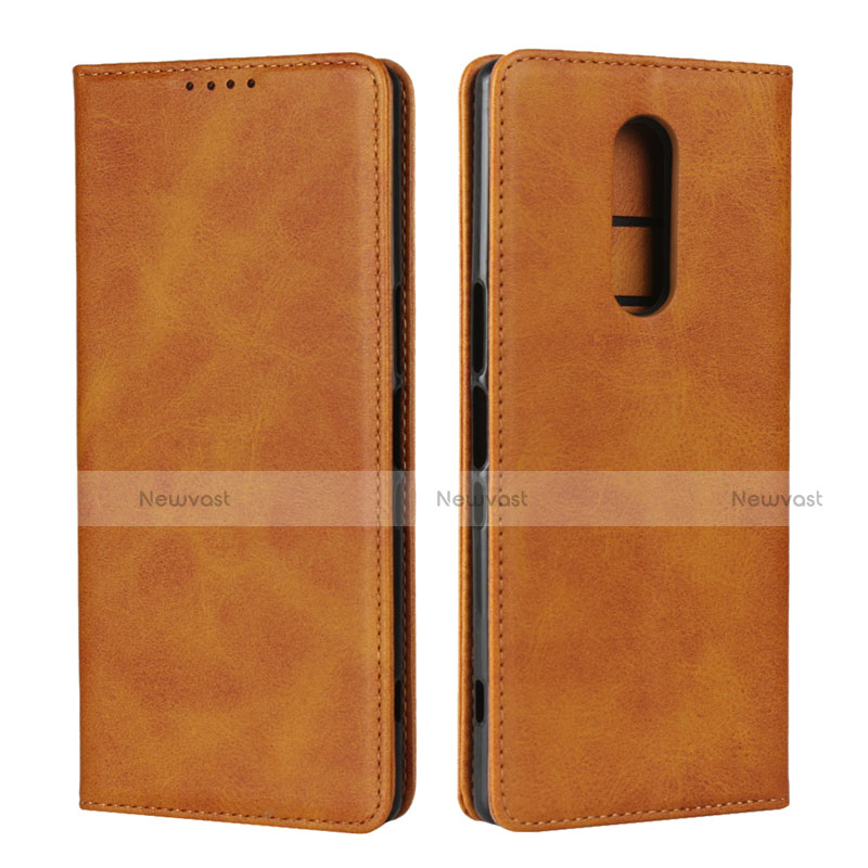 Leather Case Stands Flip Cover L01 Holder for Sony Xperia 1 Orange