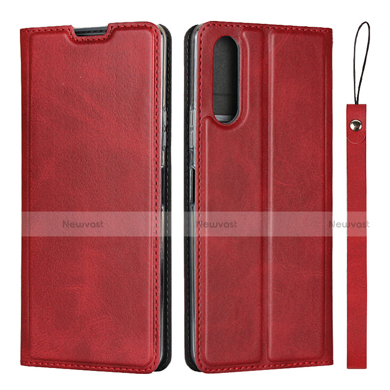 Leather Case Stands Flip Cover L01 Holder for Sony Xperia 10 II Red