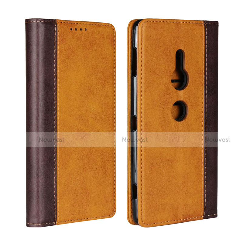 Leather Case Stands Flip Cover L01 Holder for Sony Xperia XZ2 Orange