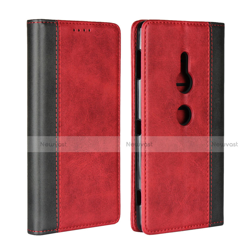 Leather Case Stands Flip Cover L01 Holder for Sony Xperia XZ2 Red