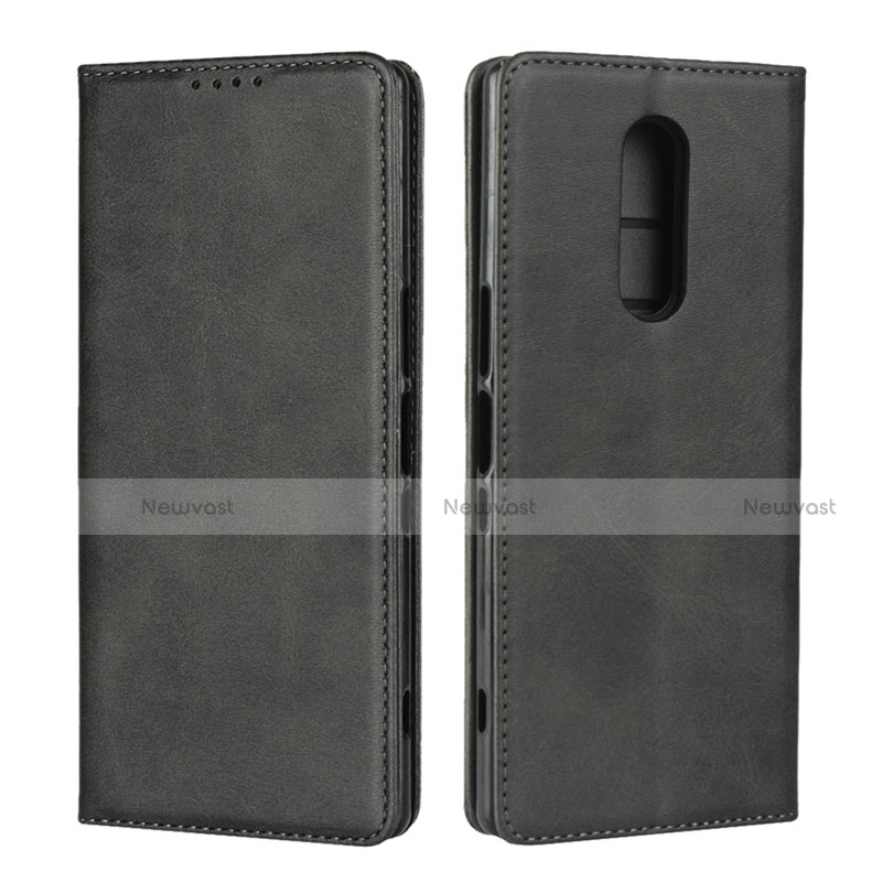 Leather Case Stands Flip Cover L01 Holder for Sony Xperia XZ4 Black