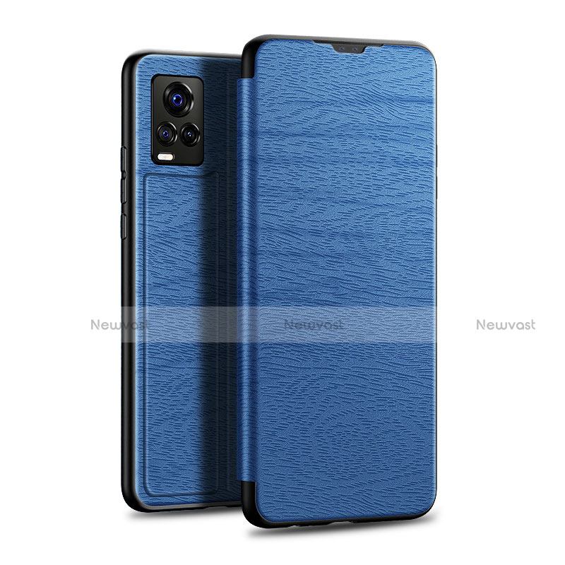 Leather Case Stands Flip Cover L01 Holder for Vivo V20 Pro 5G Blue