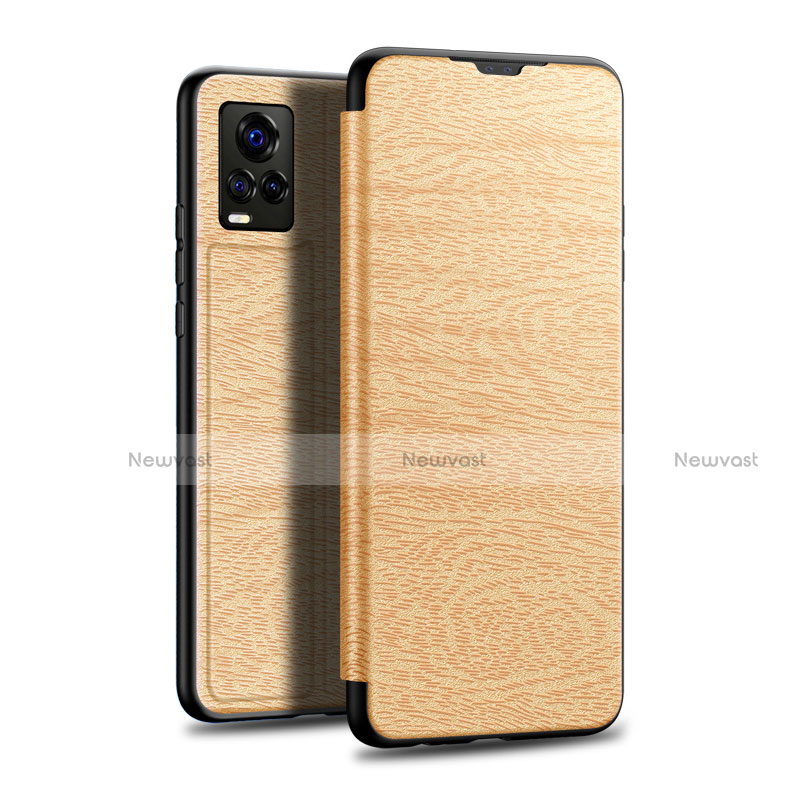 Leather Case Stands Flip Cover L01 Holder for Vivo V20 Pro 5G Gold