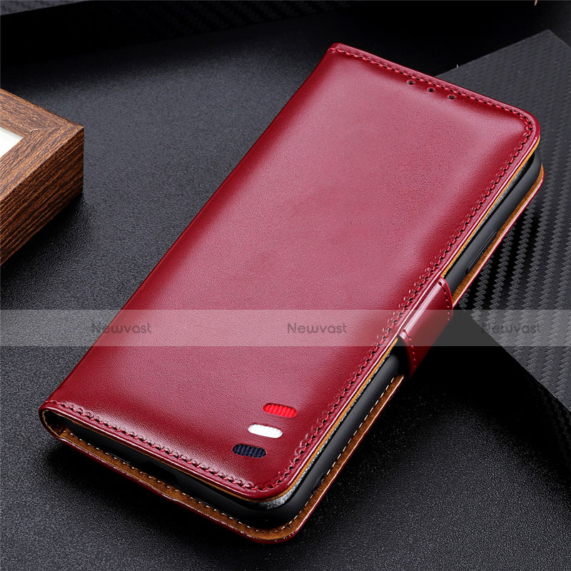 Leather Case Stands Flip Cover L01 Holder for Xiaomi Mi 10i 5G Red Wine