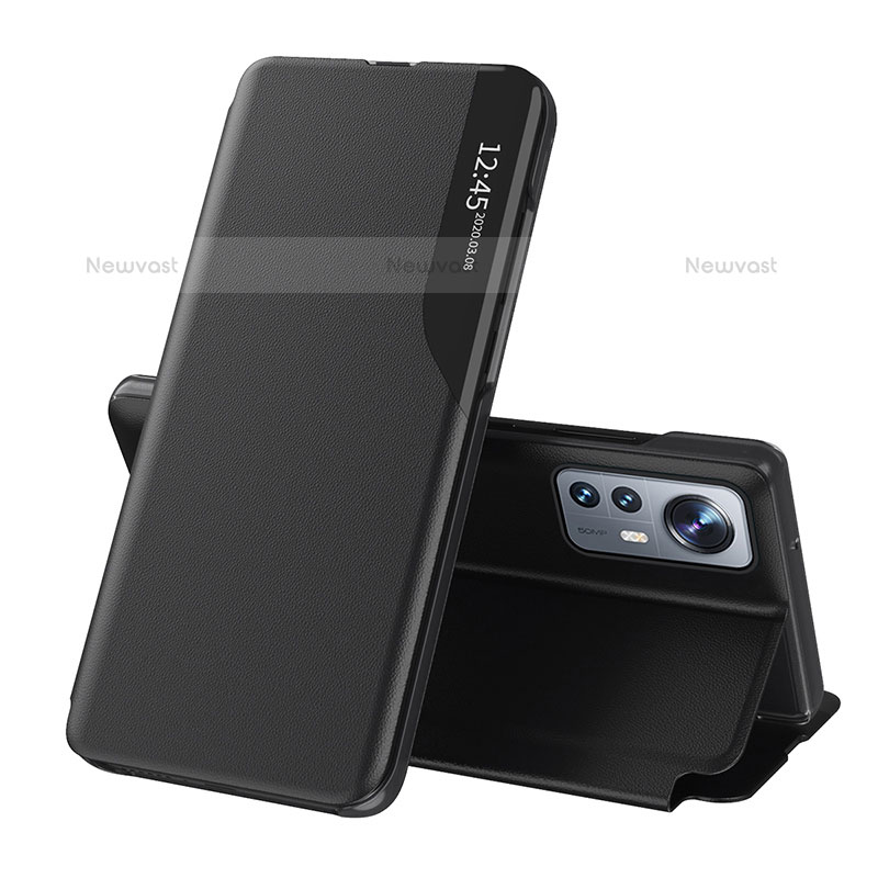 Leather Case Stands Flip Cover L01 Holder for Xiaomi Mi 12 Pro 5G Black