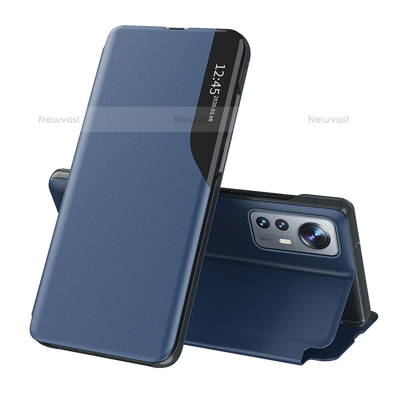 Leather Case Stands Flip Cover L01 Holder for Xiaomi Mi 12 Pro 5G Blue