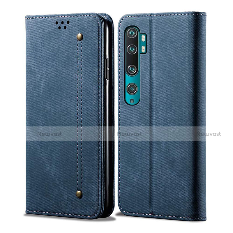 Leather Case Stands Flip Cover L01 Holder for Xiaomi Mi Note 10 Blue