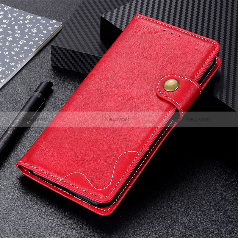 Leather Case Stands Flip Cover L01 Holder for Xiaomi POCO C3 Red