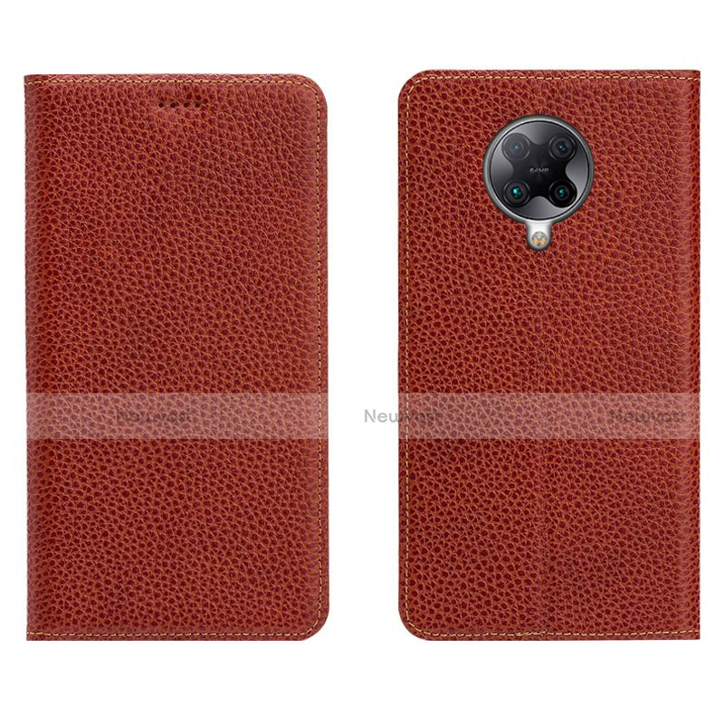 Leather Case Stands Flip Cover L01 Holder for Xiaomi Poco F2 Pro Brown