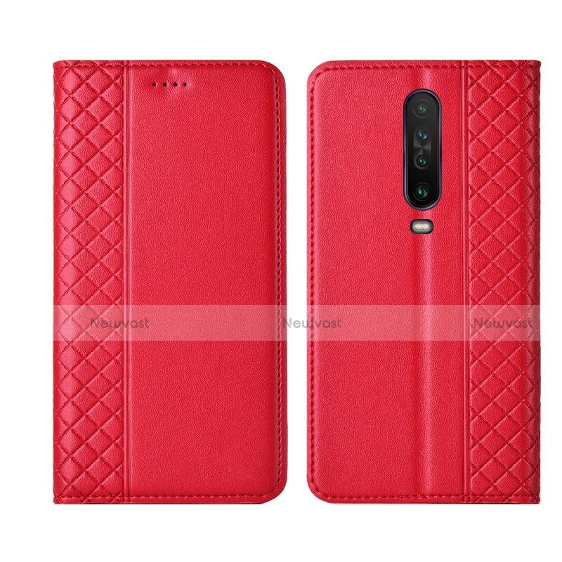 Leather Case Stands Flip Cover L01 Holder for Xiaomi Poco X2 Red