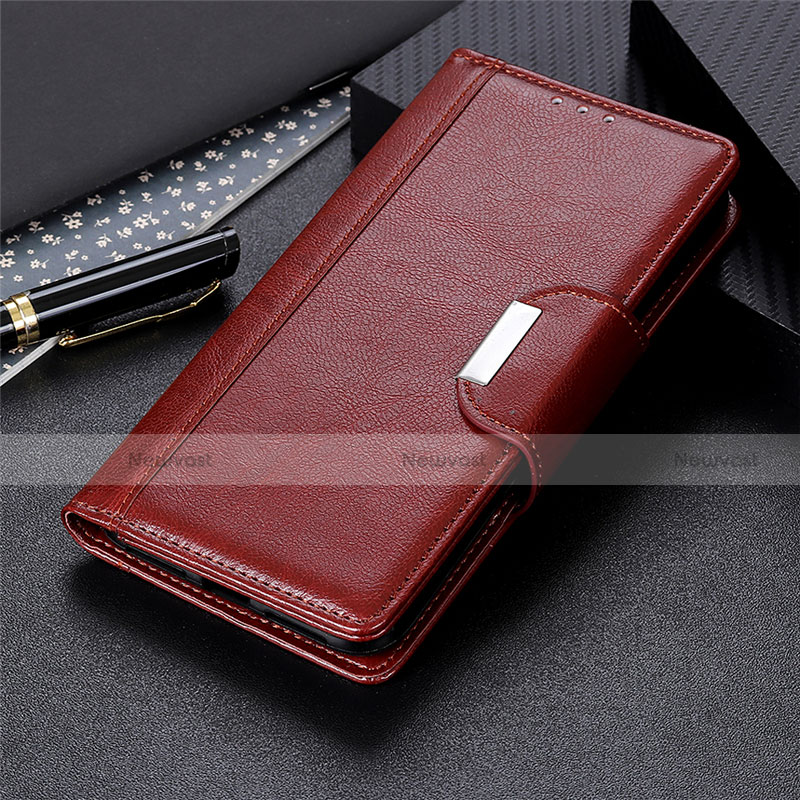 Leather Case Stands Flip Cover L01 Holder for Xiaomi Redmi 9i Brown