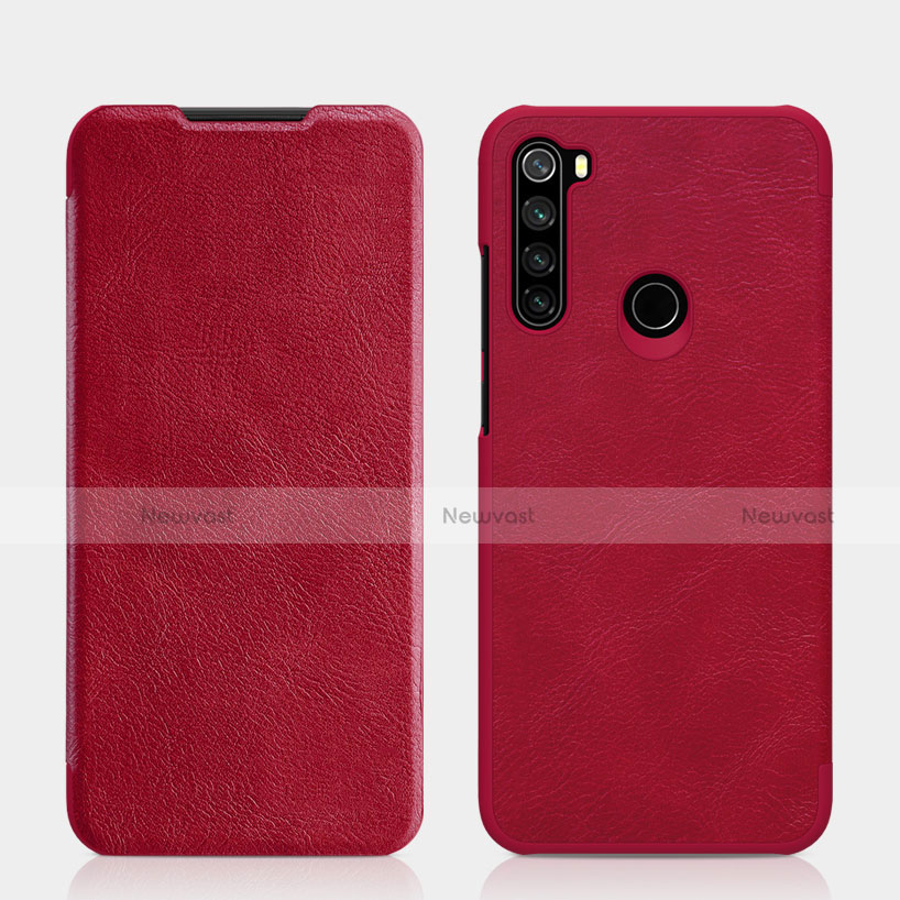 Leather Case Stands Flip Cover L01 Holder for Xiaomi Redmi Note 8 (2021) Red