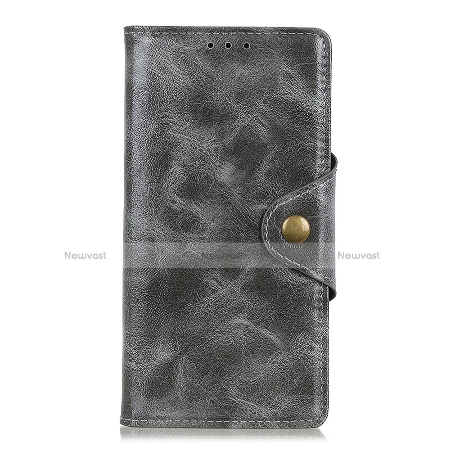 Leather Case Stands Flip Cover L01 Holder for Xiaomi Redmi Note 9 Pro Gray