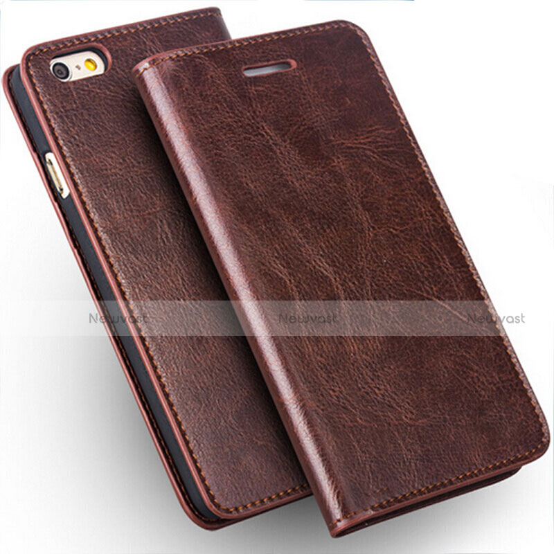 Leather Case Stands Flip Cover L02 for Apple iPhone 6 Brown