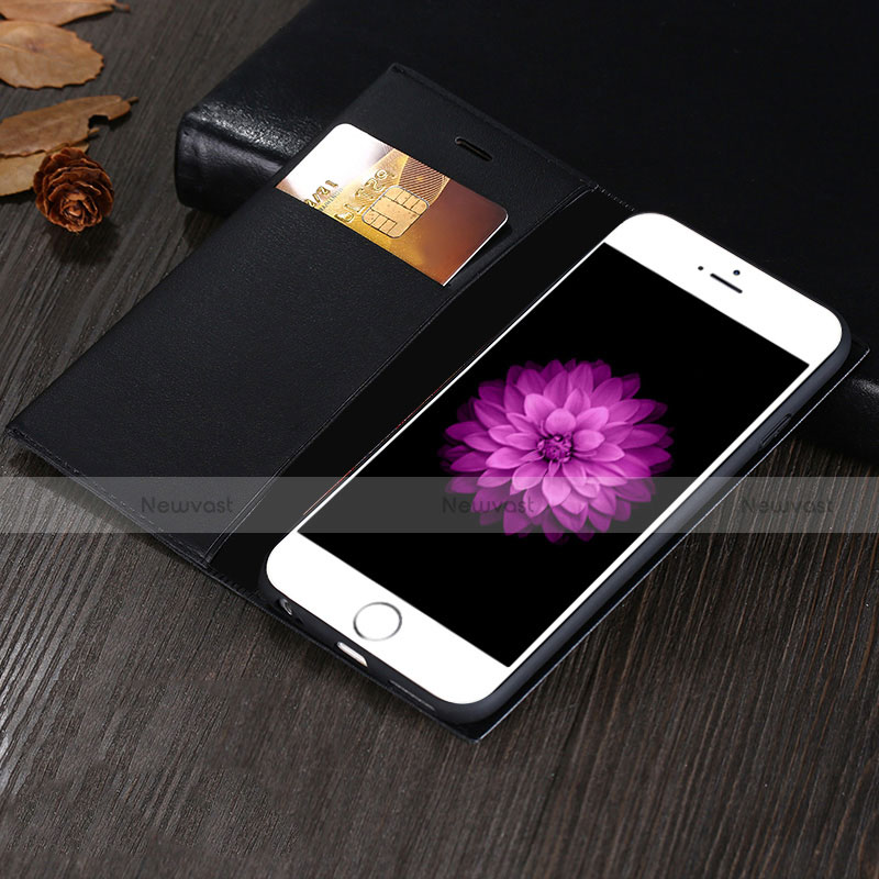 Leather Case Stands Flip Cover L02 for Apple iPhone 6 Plus Black