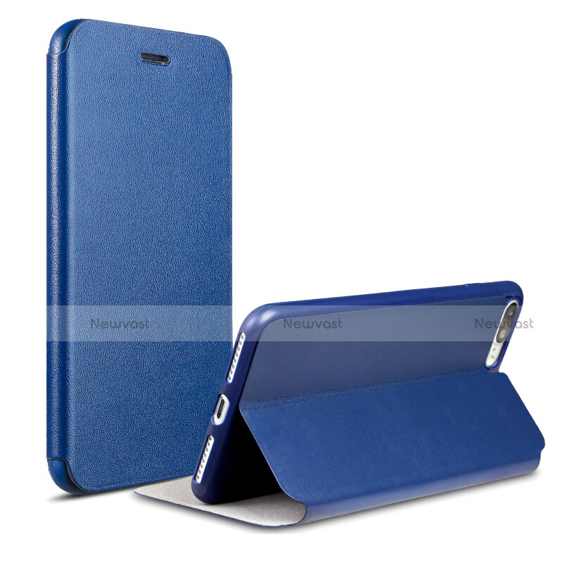 Leather Case Stands Flip Cover L02 for Apple iPhone 7 Plus Blue