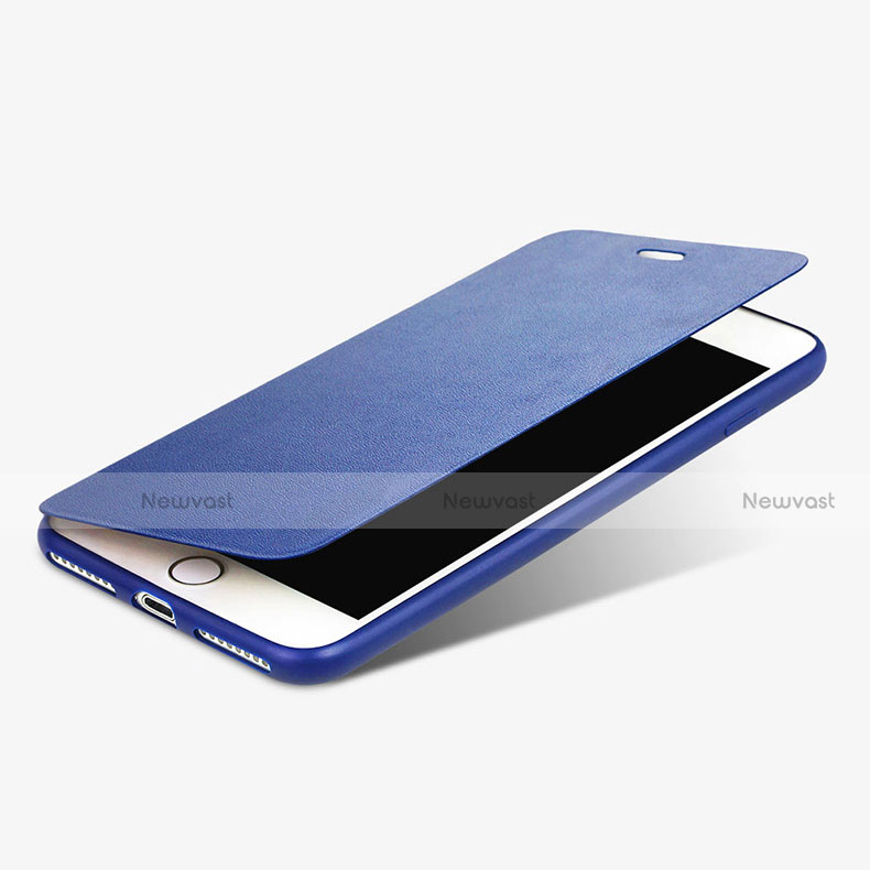 Leather Case Stands Flip Cover L02 for Apple iPhone 7 Plus Blue