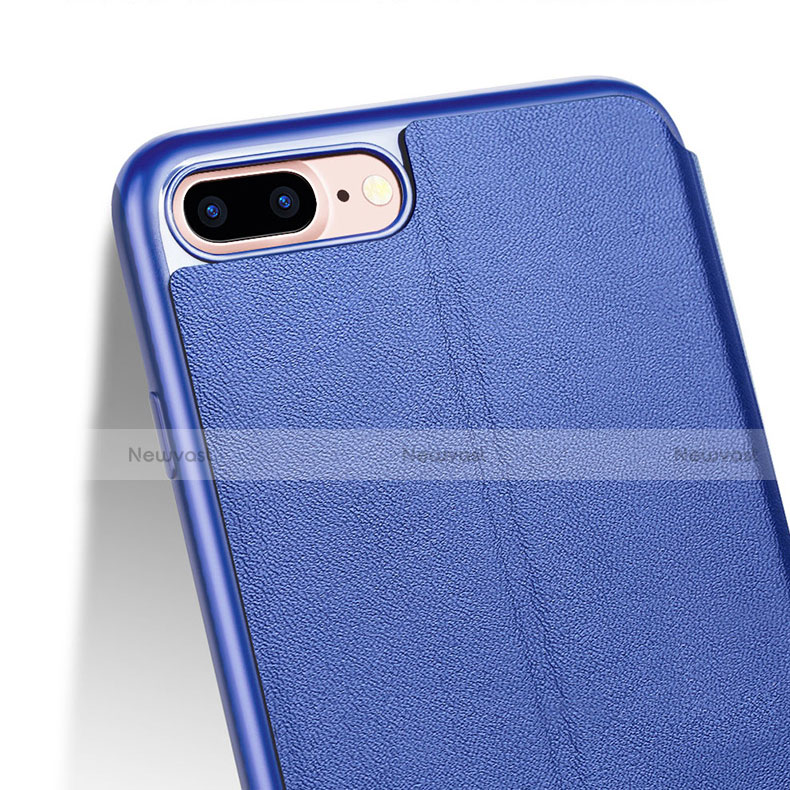 Leather Case Stands Flip Cover L02 for Apple iPhone 7 Plus Blue