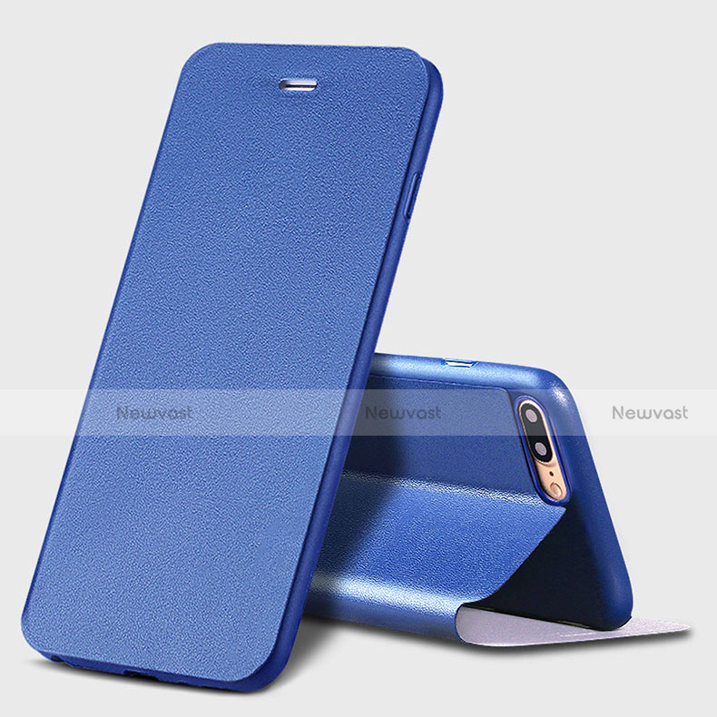 Leather Case Stands Flip Cover L02 for Apple iPhone 7 Plus Blue