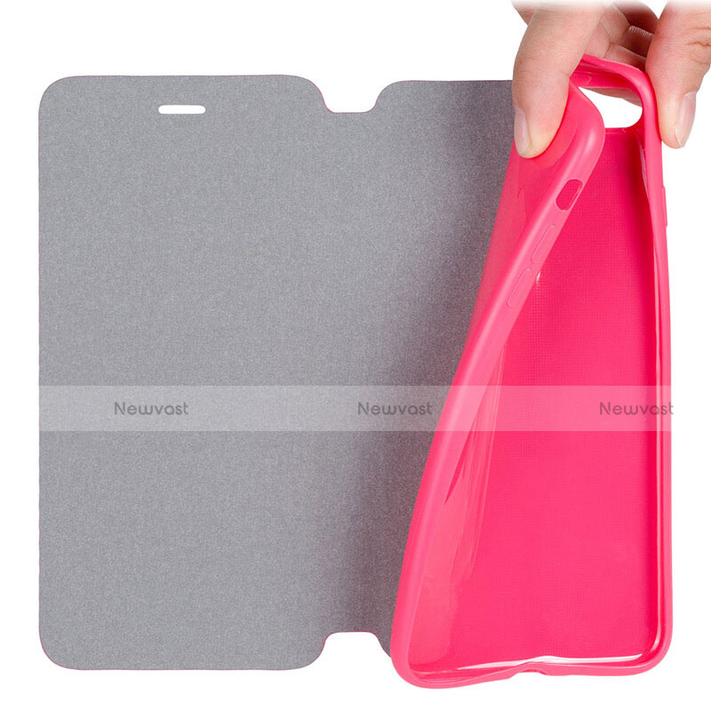 Leather Case Stands Flip Cover L02 for Apple iPhone 7 Plus Hot Pink