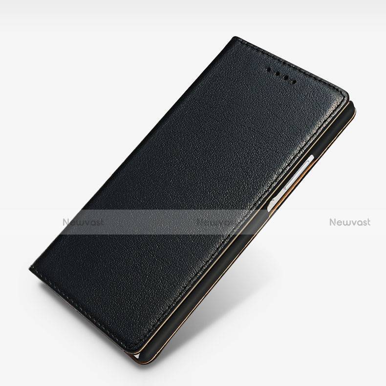 Leather Case Stands Flip Cover L02 for Huawei Ascend P7 Black