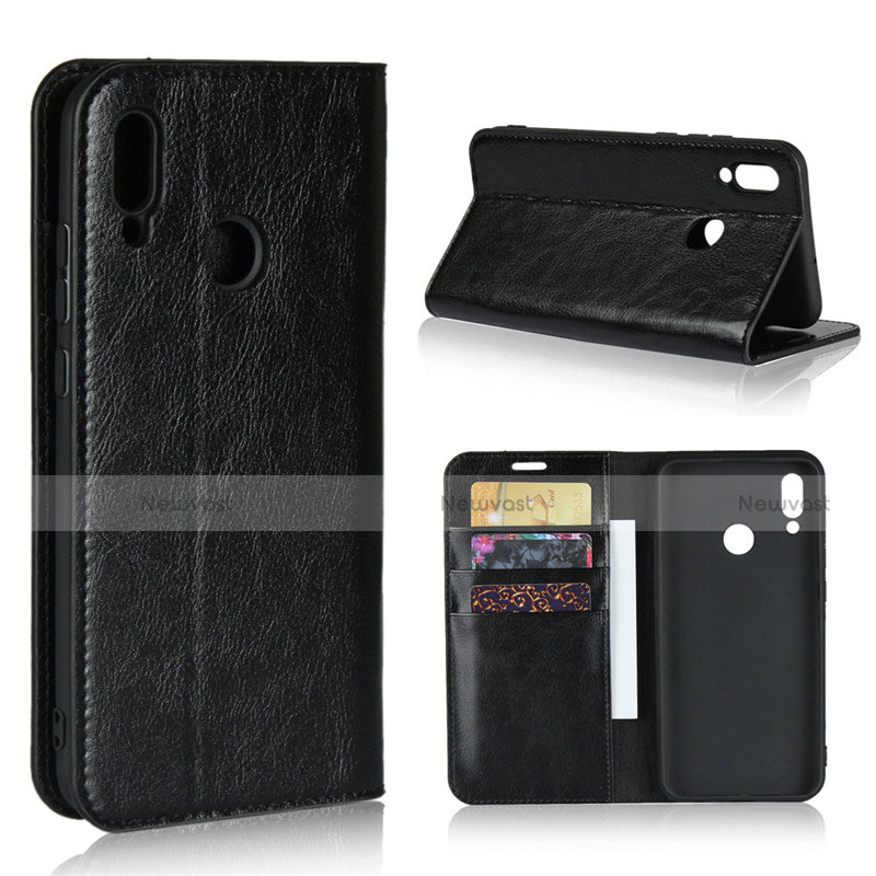 Leather Case Stands Flip Cover L02 for Huawei Honor 10 Lite Black