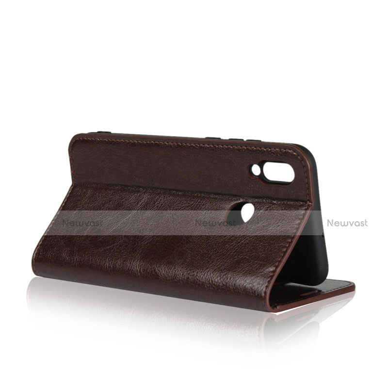 Leather Case Stands Flip Cover L02 for Huawei Honor 10 Lite Brown