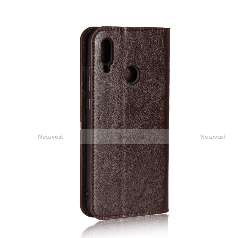 Leather Case Stands Flip Cover L02 for Huawei Honor 10 Lite Brown