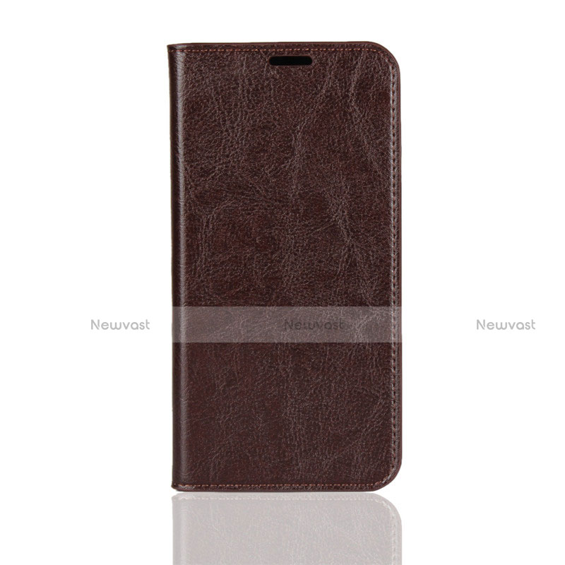 Leather Case Stands Flip Cover L02 for Huawei Honor 10 Lite Brown