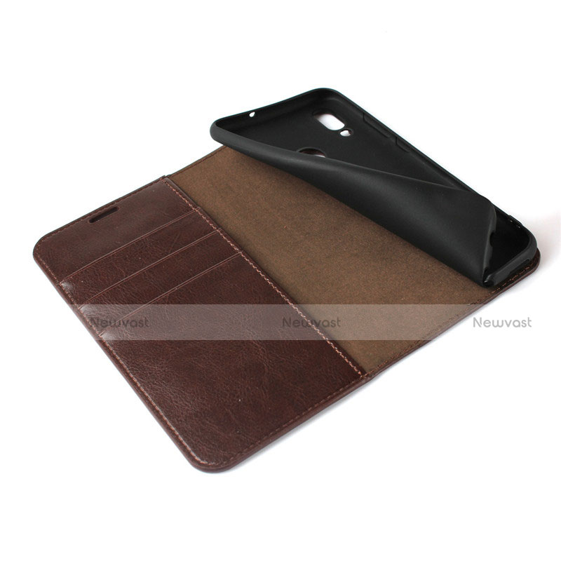 Leather Case Stands Flip Cover L02 for Huawei Honor 10 Lite Brown