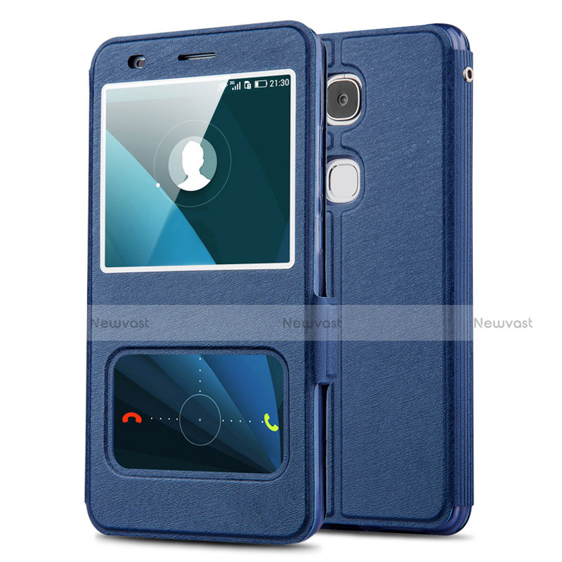 Leather Case Stands Flip Cover L02 for Huawei Honor Play 5X Blue