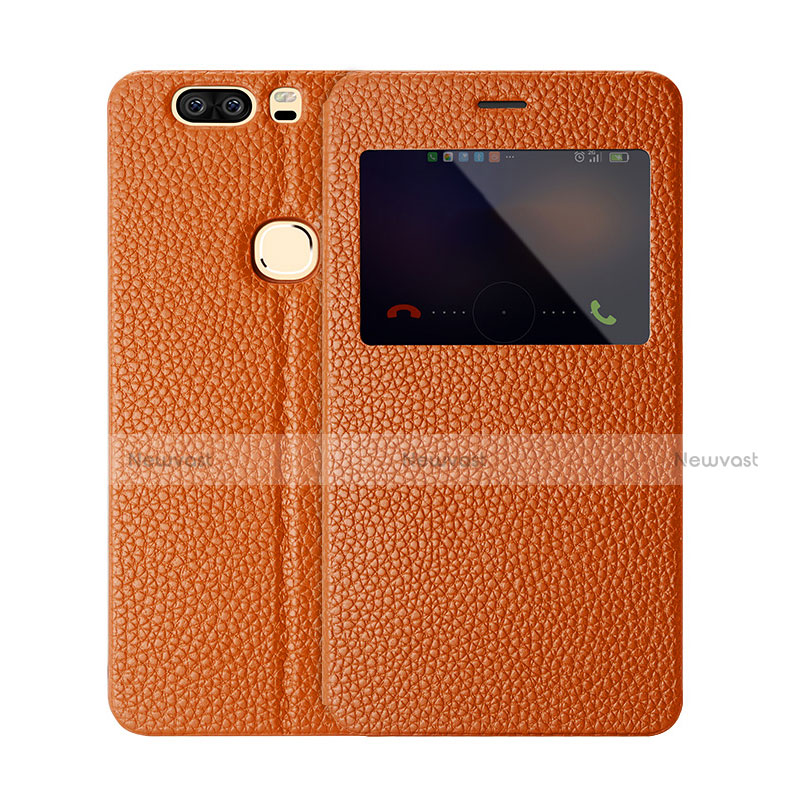 Leather Case Stands Flip Cover L02 for Huawei Honor V8 Brown