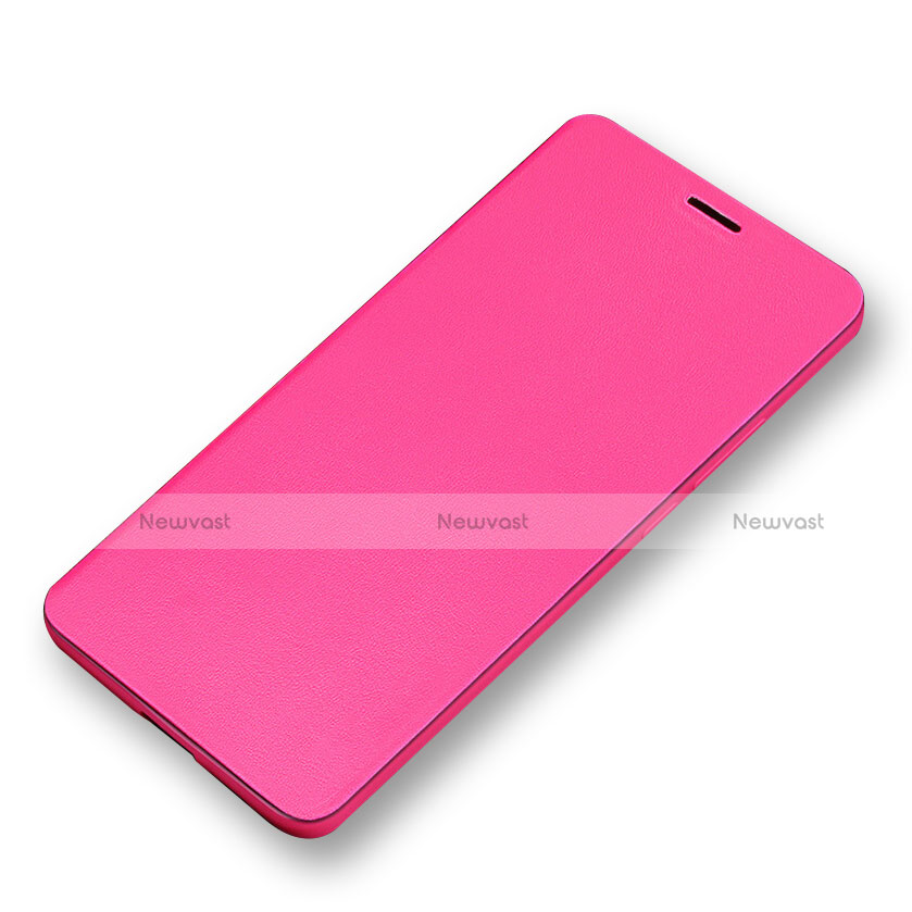 Leather Case Stands Flip Cover L02 for Huawei Mate 10 Hot Pink