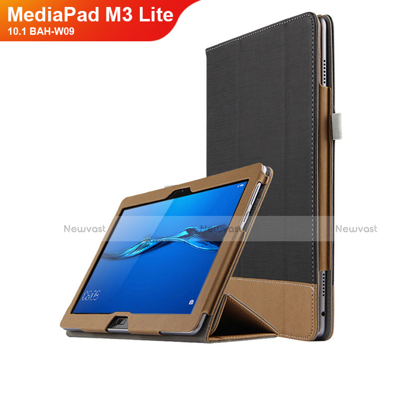 Leather Case Stands Flip Cover L02 for Huawei MediaPad M3 Lite 10.1 BAH-W09 Black