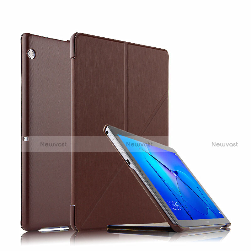 Leather Case Stands Flip Cover L02 for Huawei MediaPad T3 10 AGS-L09 AGS-W09 Brown