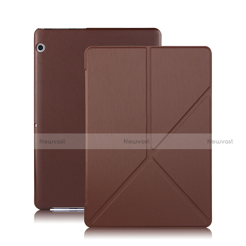 Leather Case Stands Flip Cover L02 for Huawei MediaPad T3 10 AGS-L09 AGS-W09 Brown