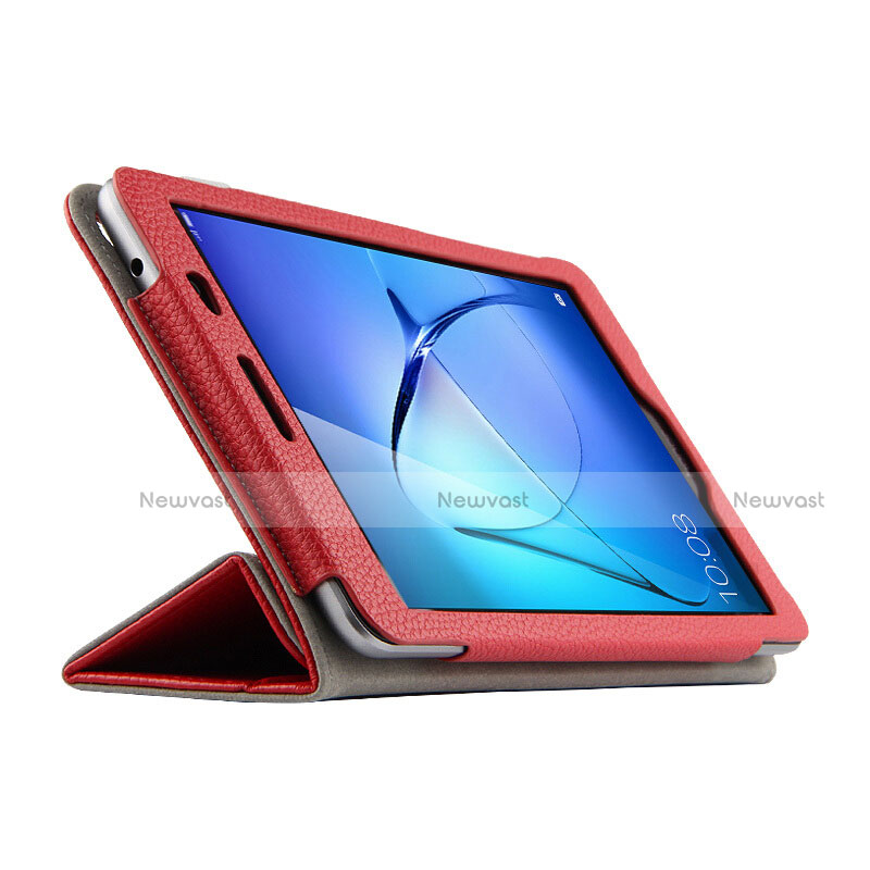 Leather Case Stands Flip Cover L02 for Huawei MediaPad T3 8.0 KOB-W09 KOB-L09 Red