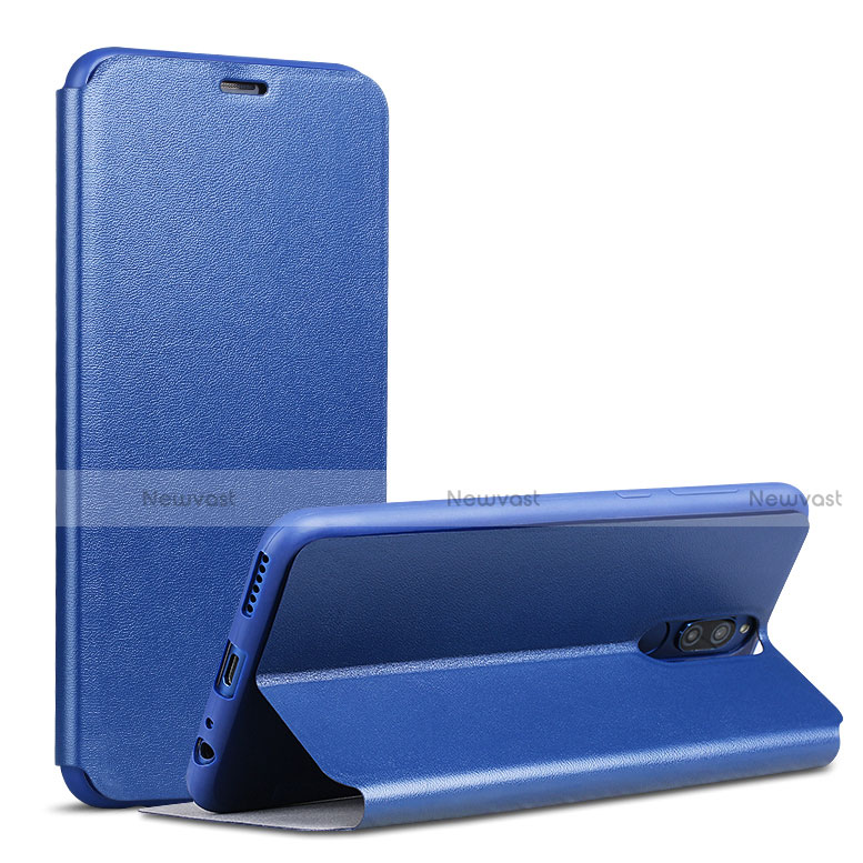 Leather Case Stands Flip Cover L02 for Huawei Nova 2i Blue