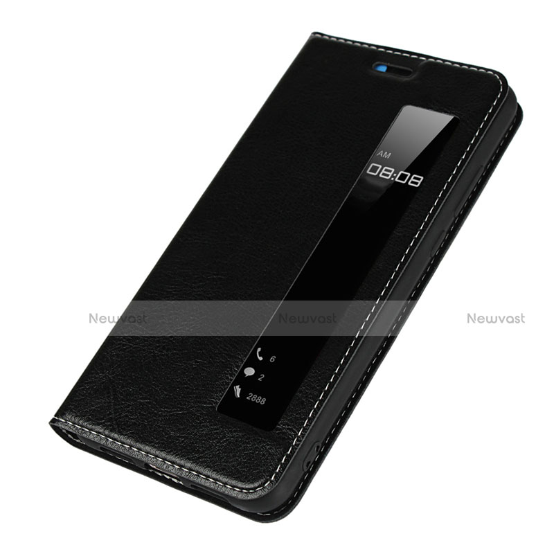 Leather Case Stands Flip Cover L02 for Huawei P20 Black