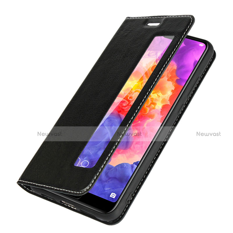 Leather Case Stands Flip Cover L02 for Huawei P20 Black