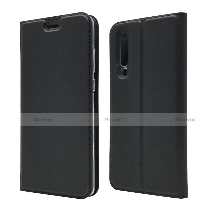 Leather Case Stands Flip Cover L02 for Huawei P30 Black