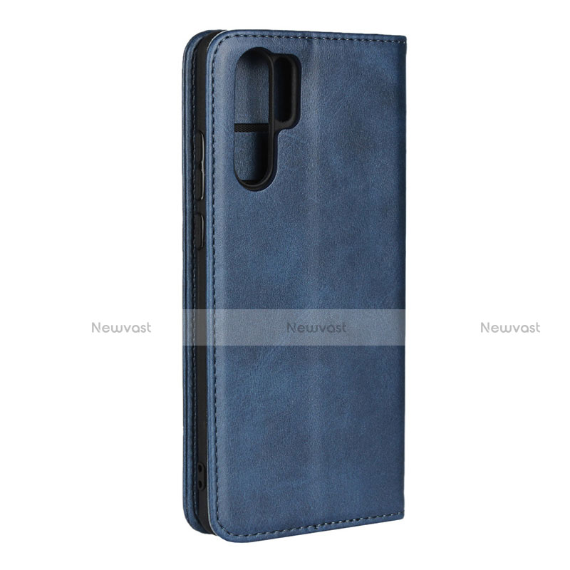 Leather Case Stands Flip Cover L02 for Huawei P30 Pro Blue