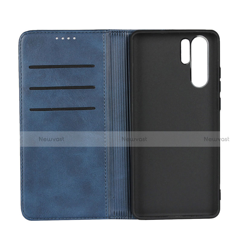 Leather Case Stands Flip Cover L02 for Huawei P30 Pro Blue