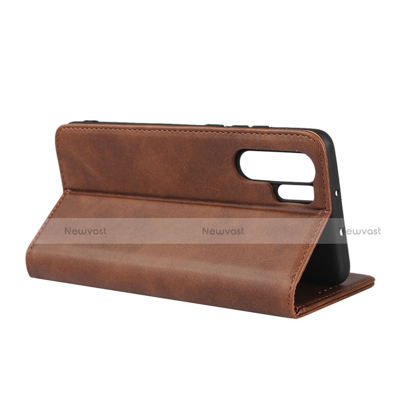 Leather Case Stands Flip Cover L02 for Huawei P30 Pro New Edition Brown