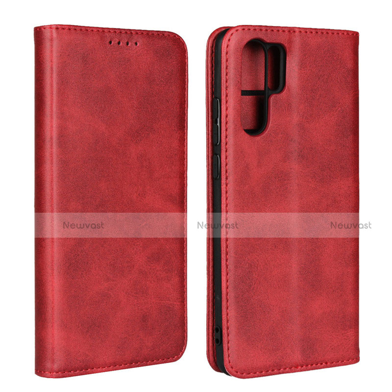 Leather Case Stands Flip Cover L02 for Huawei P30 Pro New Edition Red Wine