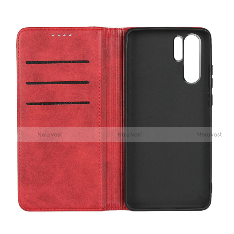 Leather Case Stands Flip Cover L02 for Huawei P30 Pro Red Wine