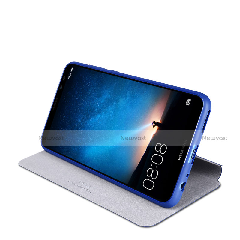 Leather Case Stands Flip Cover L02 for Huawei Rhone Blue