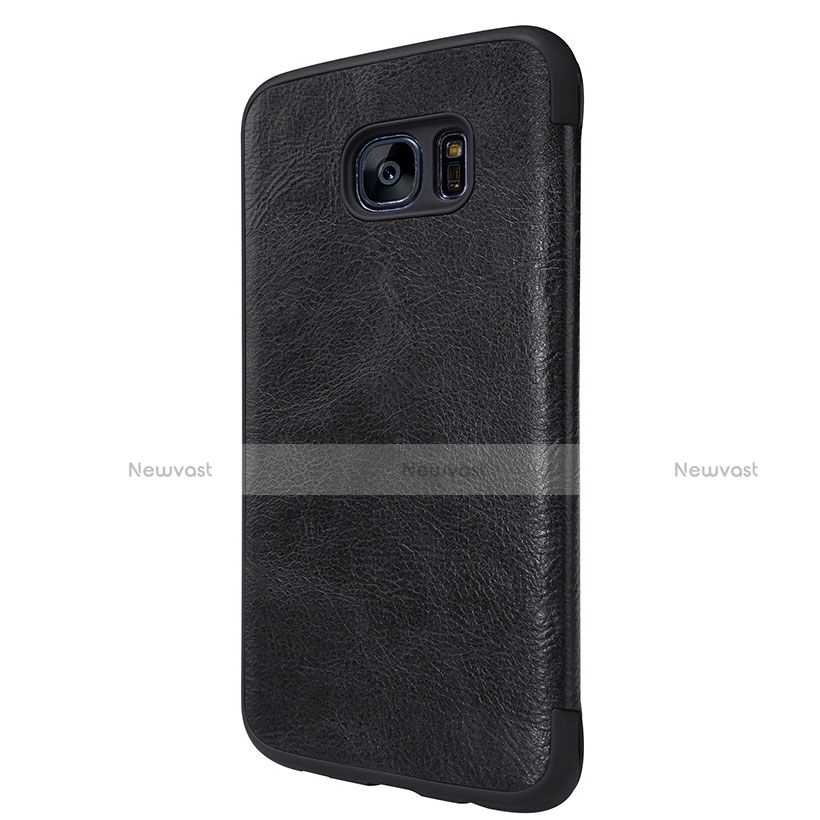 Leather Case Stands Flip Cover L02 for Samsung Galaxy S7 Edge G935F Black